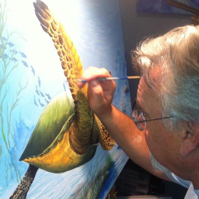 Artist Stewart Maxcy Painting Sea Life